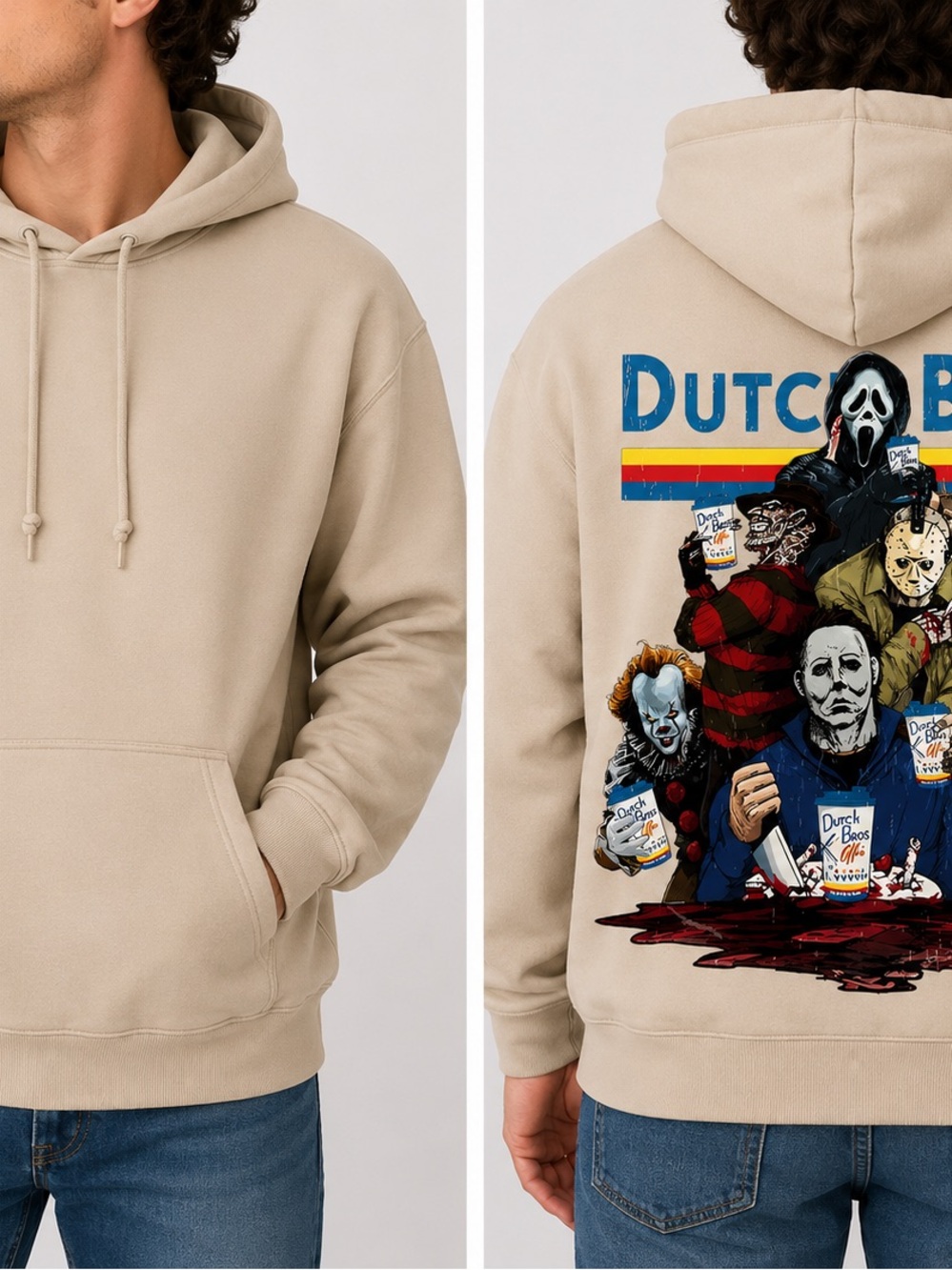 Dutch Bros Coffee Horror Movie Characters Hoodie